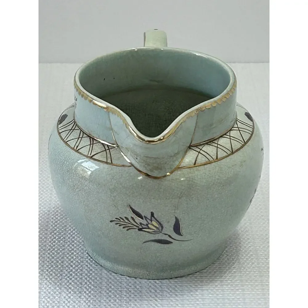 Vintage Adams Calyx Ware REGENT Pitcher 4 1/4”Creamer Aqua Purple Flower England